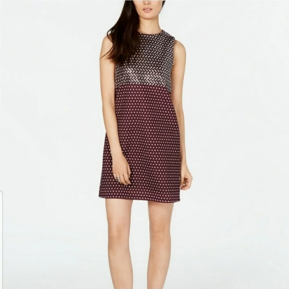 Michael Kors Geometric Printed Studded Dress Size Medium Garnett NWT